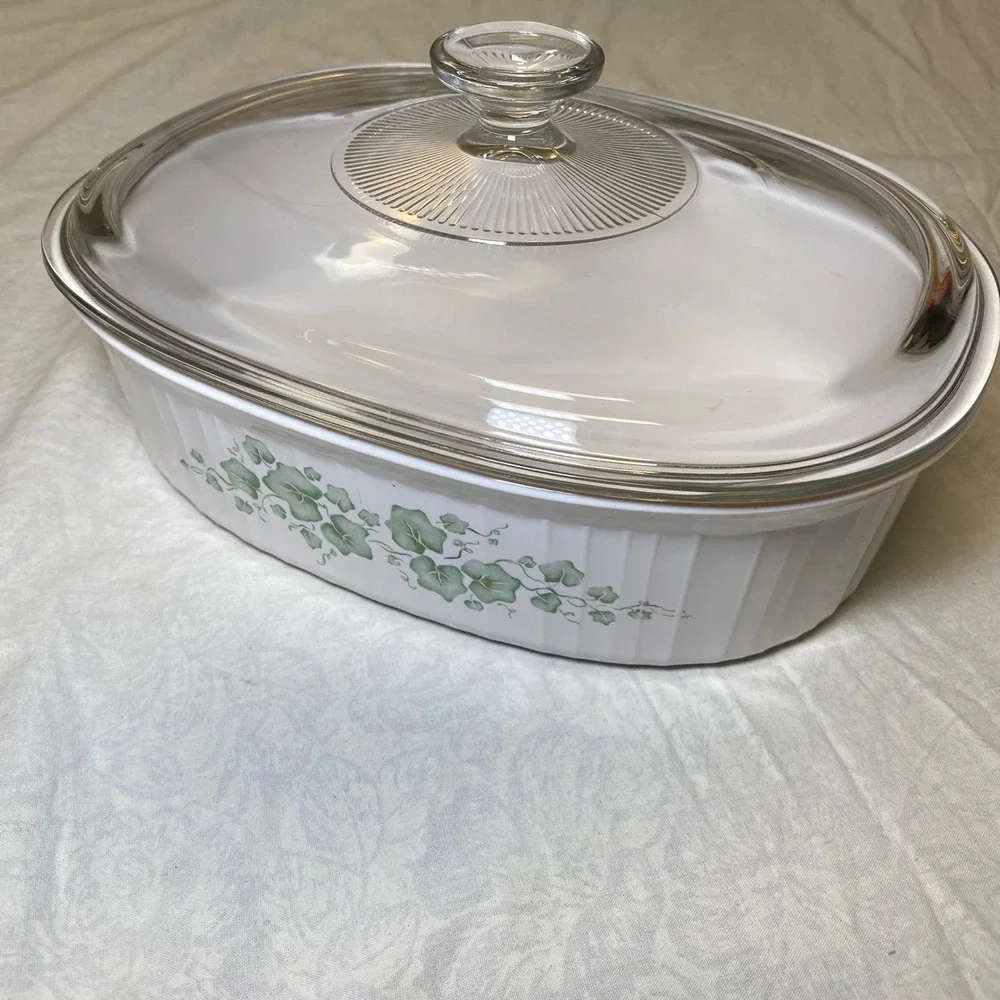 Vintage Corning Ware Callaway Ivy F-2-B 2.8L 3 Qt Oval Casserole Pyrex Lid USA